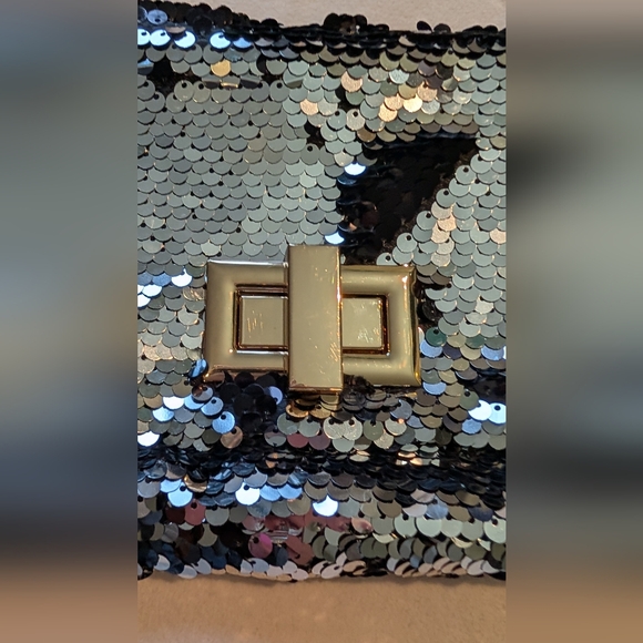 H&M Sequin Chain Shoulder Bag Y2K Silver Gold Black - Picture 3 of 10